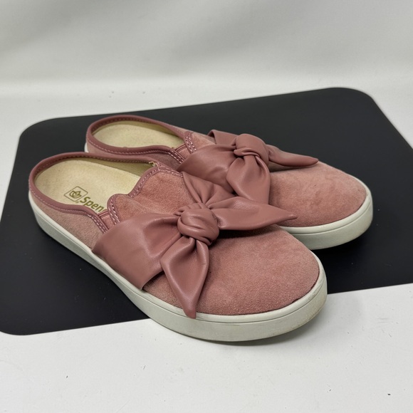 Spenco Orthotic Suede Bow Mules Barbados Blush size 8 - Picture 1 of 8
